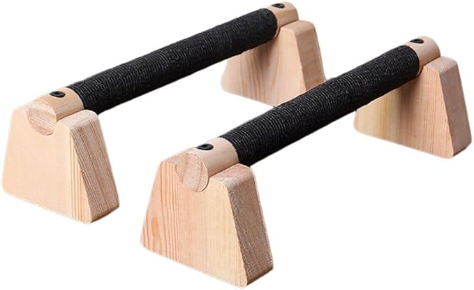 1pair Pull Up Stand Handles Wooden Push Up Bar Beech Wood Calisthenics Exercise Equipment for Home Wood Parallettes Bar for Floor Use