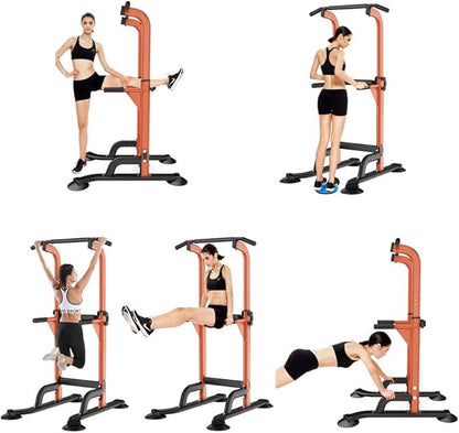 SogesHome Power Tower Pull Up Bar and Dip Station, Height Adjustable Dip Stand Exercise Machine for Home Gym, Multi-Functional Free Standing Strength Training Fitness Workout Station