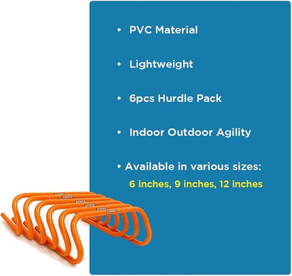 Multi-Sport Speed Training Hurdles Set of 6 Mini Hurdles for Agility & Coordination, Lightweight PVC Construction, Ideal for Football, Soccer, Baseball, Hockey, Track, Tennis, Lacrosse, 6 inch