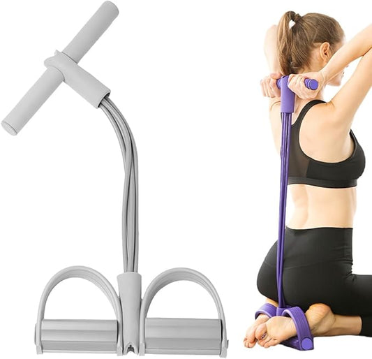 21 Fitness Resistance Bands-4 Tube Pedal Ankle Puller,2025 New Adjustable Resistance Bands for Leg Exercise,Durable Pedal Puller for Sit Up Workouts,Portable Stretching Bands for Home Gym Use