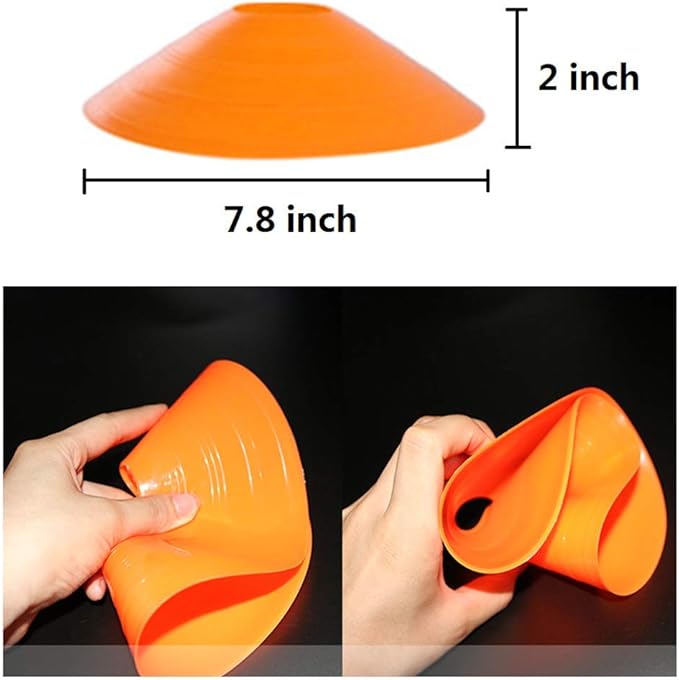 Soccer Cones (50 Pcs), Disc Cone Agility Training Sports Cone Plastic with Carry Bag & Holder for Football Basketball Drills Field Markers, (5 Colors)