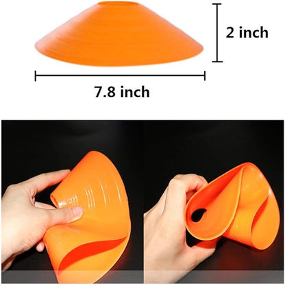 Soccer Cones (50 Pcs), Disc Cone Agility Training Sports Cone Plastic with Carry Bag & Holder for Football Basketball Drills Field Markers, (5 Colors)