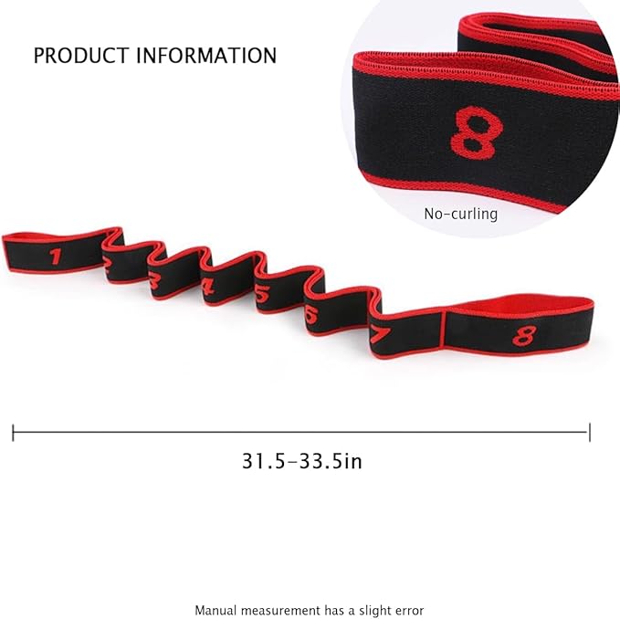 Stretch Strap Elastic Exercise Band Hamstring Stretcher Device Yoga mat Carrying Straps Leg Exercise Equipment Stretching Straps with Loops for Flexibility Yoga Stretch Strap 8-Loop