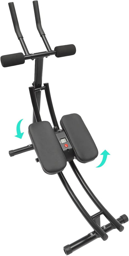 180° Rotatable Ab Machine Ab Trainer Fitness Core & Abdominal Exercise Equipment Abs Workout Roller Arc-Shaped Dual Track Core Workout Tool Equipment for Home Gym