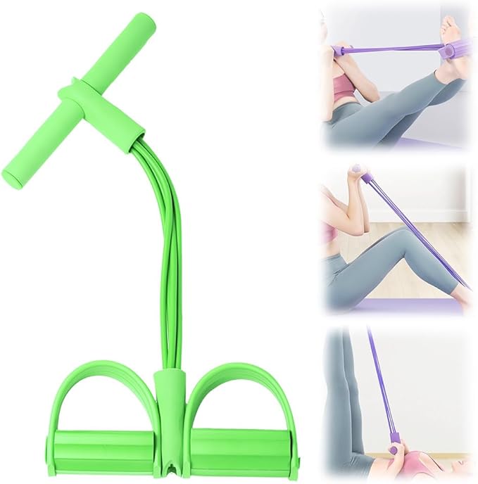 21 Fitness Resistance Bands-4 Tube Pedal Ankle Puller, 2025 Upgrade Foot Pedal Resistance Band, Yoga Elastic Exercise Bands, AB Training Auxiliary Device Workout Equipment for Women and Men
