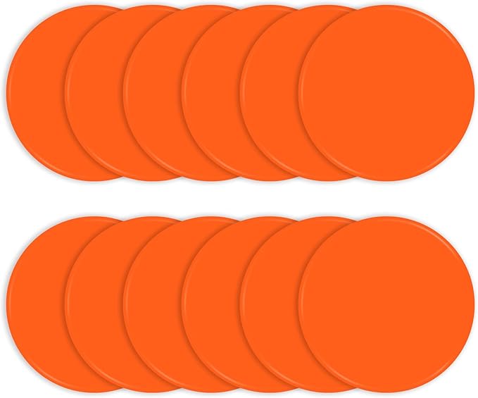 Poly Spots 4" or 9" Flat Cones Spot Markers for Gym/PE Training, Dance, 12/18/24 Pcs Non-Slip Rubber Floor Dots Flat Disc Markers for Soccer Basketball Sports Agility Drills, Classroom Activities