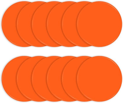 Poly Spots 4" or 9" Flat Cones Spot Markers for Gym/PE Training, Dance, 12/18/24 Pcs Non-Slip Rubber Floor Dots Flat Disc Markers for Soccer Basketball Sports Agility Drills, Classroom Activities