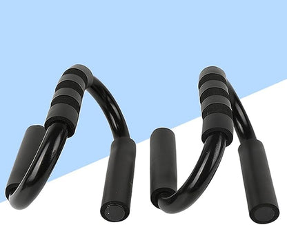 PRETYZOOM S-shaped Push up Rack with Black Handles, Pair of Fitness Push-up Stands for Chest and Core Training, Sturdy Steel Push-up Bars for Home Workout and Strength Training Equipment