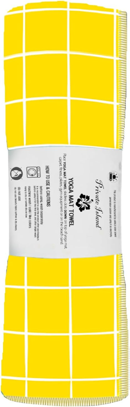 Private Island Hot Yoga Beach Mat Towel Non Slip Recycling Microfiber Quick Dry Compact Sand Water Sports Gym Picnic Blanket Outdoor Camping 24”x68” (YELLOWBROWNY, Large)