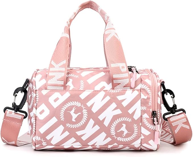Mini Small Crossbody Bag Gym Bag for Women Men, Cute Small Duffle Bag Aesthetic Sports Handbag, Waterproof Gym Tote Bag Portable Fitness Shoulder Bag for Sports Travel (Pink-b)