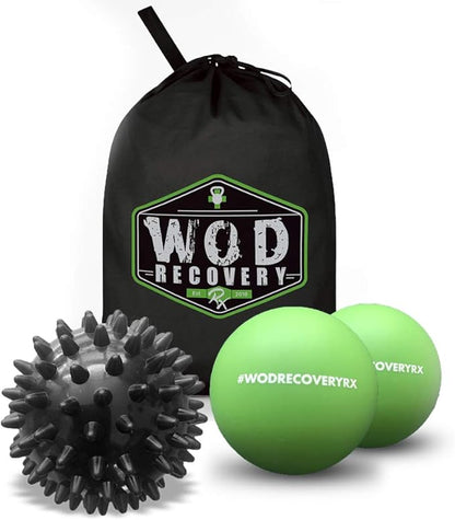 Wod Recovery Rx Massage Ball Set for Myofascial Trigger Point Release & Deep Tissue Massage- Soft Pressure, Therapeutic Muscle and Pain Relief - Set of 3 w/Bag