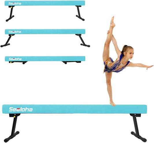 6ft Ultrasimple Adjustable&Foldable Balance Beam,High-Low Floor Beam Suede Gymnastics Equipment,No Tool Require, Gymnastics Beam for Training&Professional HomeTraining