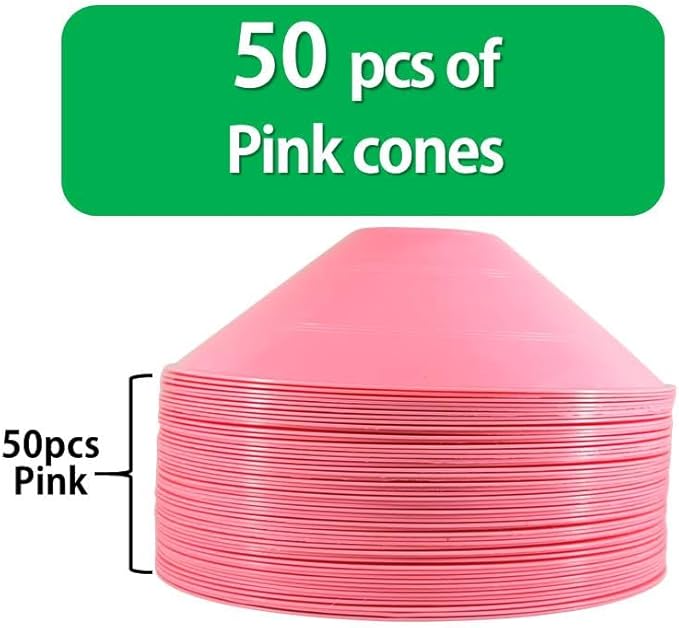 Thicker Disc Cones (Set of 50) Agility Soccer Cones with Carry Bag for Training,Football, Kids, Sports, Field Cone Markers