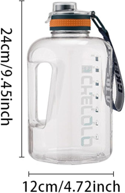 56oz Gym Water Bottle, BPA Free Leak Proof Half Gallon Large Water Jugs with Time Marker and Handle,Reusable Plastic Big Sports Water Bottle for Outdoor,Home,Fitness,Workout,Camping,Hiking