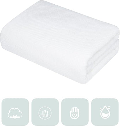 Bath Towel Set Pack of 2, 35 x 70 Inches Large Microfiber Bath Towels, Soft, Absorbent, and Quick Dry Towels for Bathroom, Pool, Beach, Swim, and Yoga, Large Bathroom Towels(2PCS White)