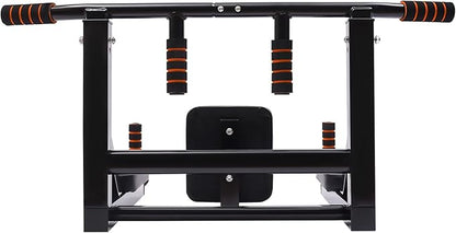 Wall Mounted Pull Up Bar, Power Tower Set Training Equipment Fitness Dip Stand Supports to 440 LBS for Home Gym Indoor Workout