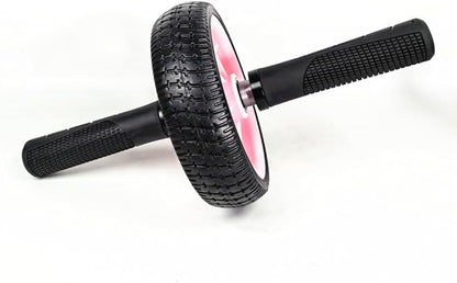 Home Fitness Abdominal Exerciser with Single Wheel, Durables 500 lb Load Capacity, Ergonomic 150 mm EVA Handle, Textured Non-Slip Tire for Stable Rolling on Multiple Surfaces(pink+black)