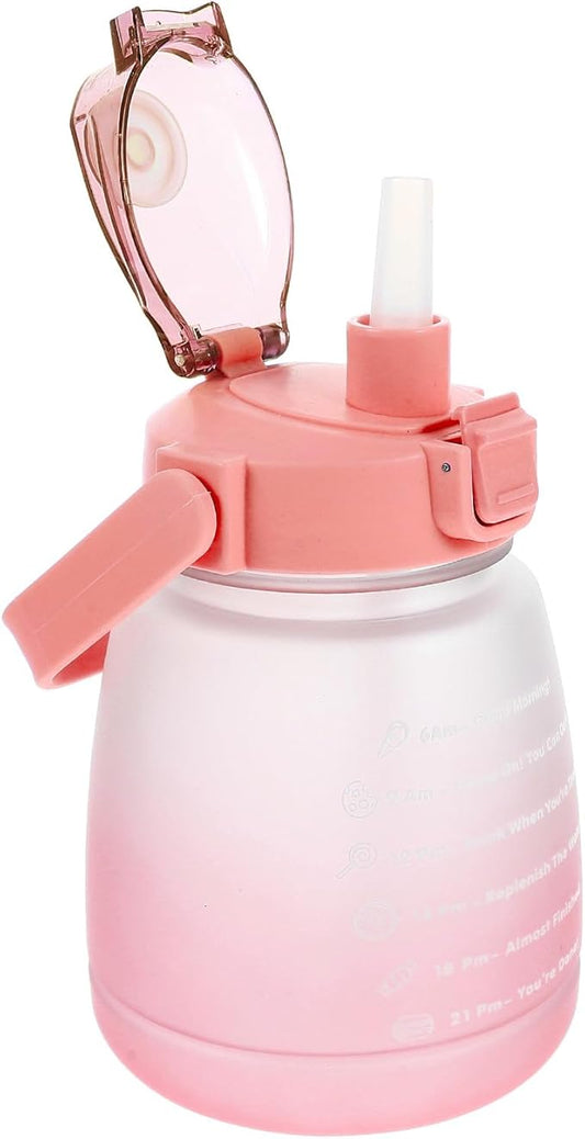 1200ml Sports Water Bottle with Drinking Time Marker Frosted Large Capacity Fitness Water Jug Portable Red for Outdoor Exercise and Gym Use
