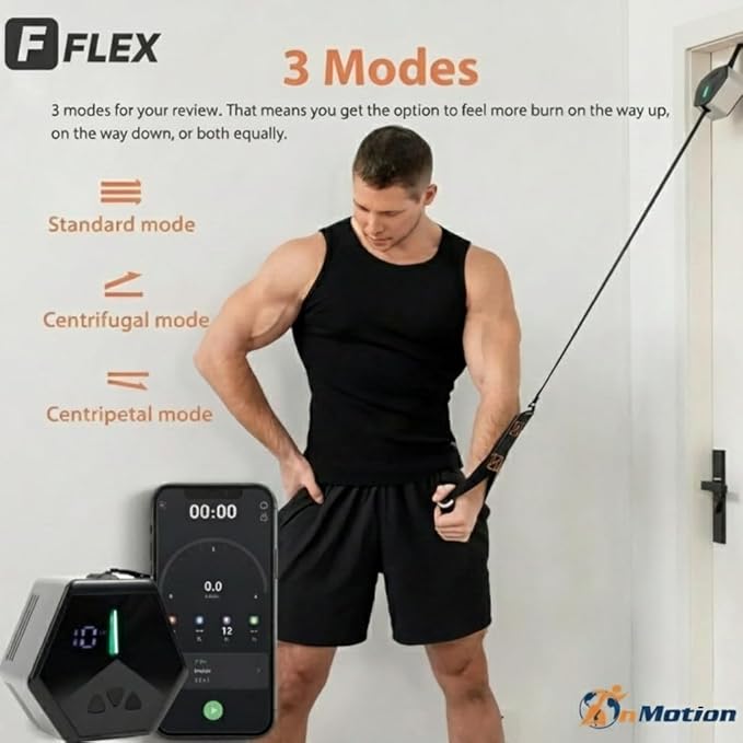 in Motion Flex USB Rechargeable Smart Home Gym Equipment | Portable Compact Digital Cable Machine Adjustable Motor Resistance 5–66LB | Compact Strength Training for Full Body Workout Travel & Fitness
