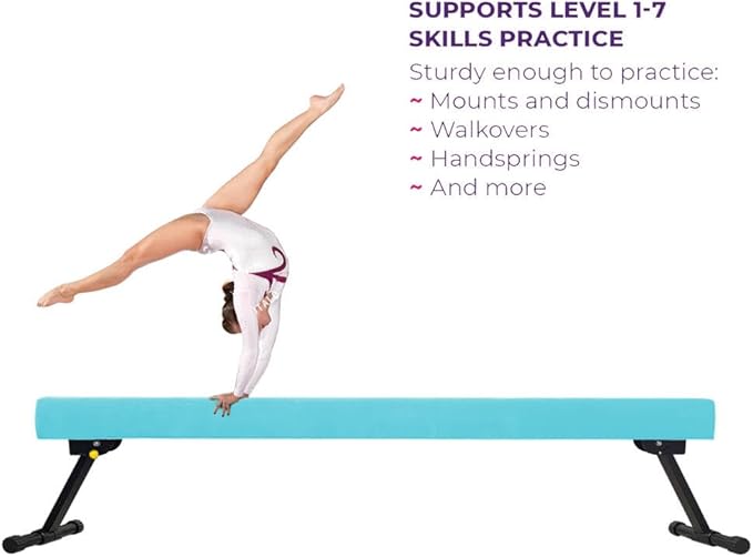 GLANT 8ft Ultrasimple Adjustable&Foldable Balance Beam,High-Low Floor Beam Suede Gymnastics Equipment,No Tool Require, Gymnastics Beam for Training&Professional HomeTraining
