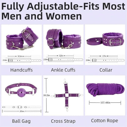 10-Piece Leather Couples Home Gym Set: Complete Partner Yoga, Pilates & Fitness Training Kit for A Full-Body Couples Workout (Purple)