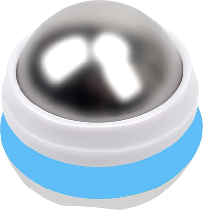 Cold Massage Roller Ball, Stainless Steel Massage Ball for Cold & Heat Therapy Relief, Ice Ball Roller for Muscles Deep Tissue, Free Rolling Removable Gel Ball for Pain Relief