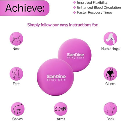 Lacrosse Massage Balls for Deep Tissue Massage - Release Tension Relieve Muscle Soreness Improve Flexibility - Ideal for Myofascial Release Trigger Point Therapy - 2Pack Yoga balls by Sandine (Purple)