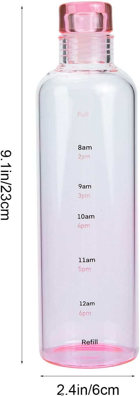 DOITOOL Borosilicate Glass Water Bottle 16.9 oz Portable Clear Sports Bottle with Scale for Running Gym Camping and Outdoor Fitness