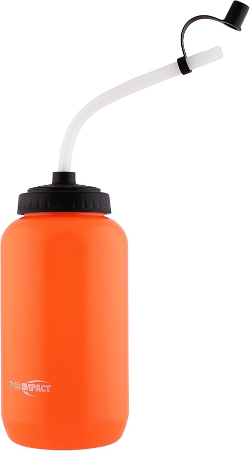 Pro Impact Squeezable Water Bottle Bendable Long Straw - LDPE BPA Free Plastic - Hydration for Baseball Hockey Gym MMA Yoga Boxing Cycling Softball Football Lacrosse (35.5 Oz.)