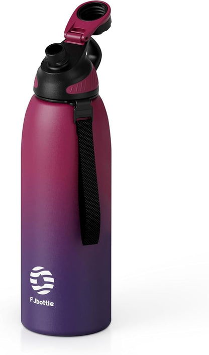 Fjbottle Insulated Stainless Steel Water Bottle, 50 Oz Leakproof Water Bottles, Ice Reusable Tumbler, Double Wall Vacuum Jug, Lightweight Durable for Traveling & Sports, Workout, 50oz