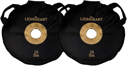 Lionheart Sand Bag Weight Plates Set | Sandbags for Working Out | Home Gym Bumper Plates | Travel-Friendly Sandbag for Fitness & Weight Training | Unfilled 10, 15, 25, 35, 45 lb Plates (Set of 2)