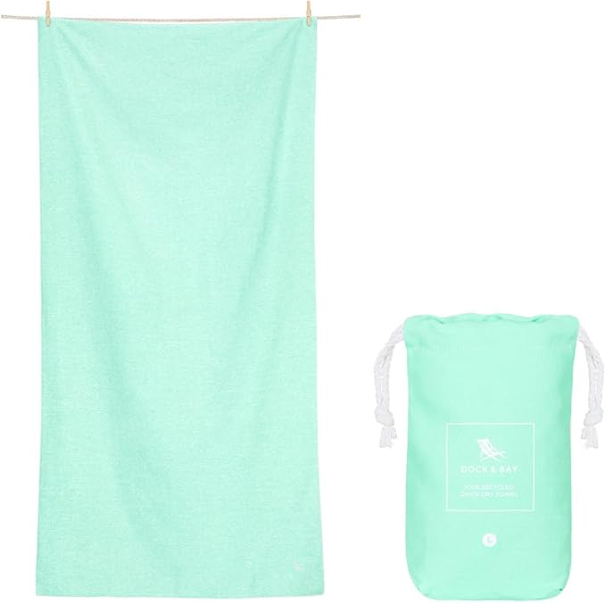 Dock & Bay Beach Towel - Quick Dry, Sand Free - Compact, Lightweight - 100% Recycled - Includes Bag - Set of 6 - Essentials, Large (160x90cm, 63x35)