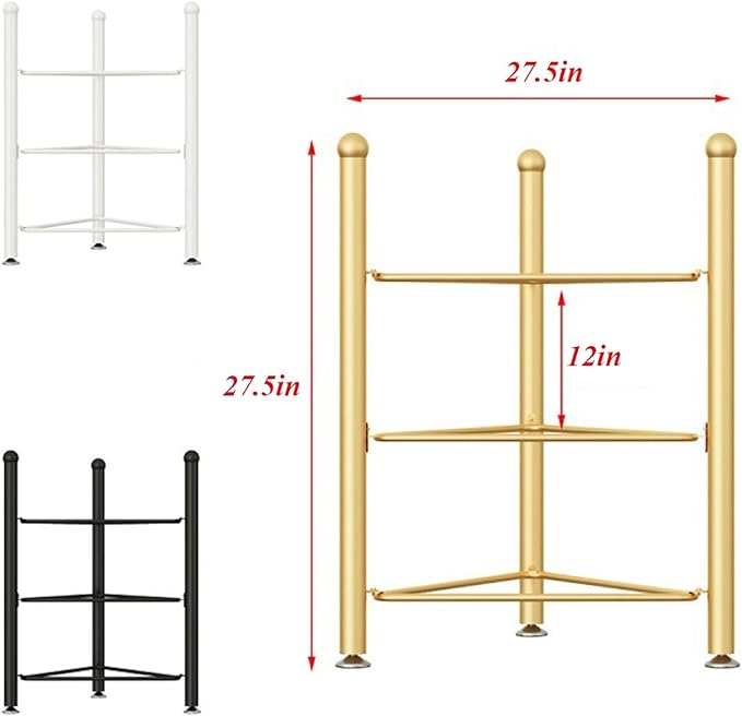 3/5/6/7 Tier Floor Stand Storage Organizer Exercise Half Balance Ball Storage Rack, Home Gym Workout Equipment for Bosu Slam Bowling Medicine Balls(Gold,3 Layer - 27.5in)