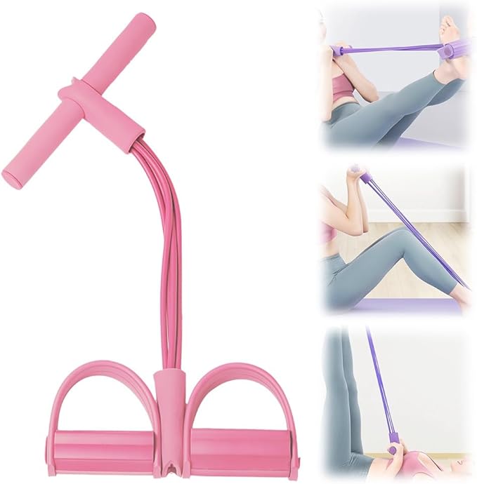 21 Fitness Resistance Bands-4 Tube Pedal Ankle Puller,2025 New Adjustable Resistance Bands for Leg Exercise,Durable Pedal Puller for Sit Up Workouts,Portable Stretching Bands for Home Gym Use