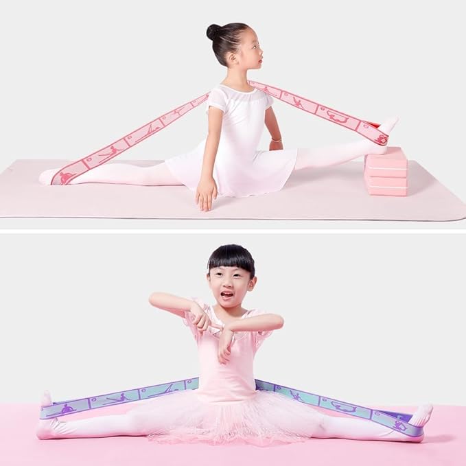 2 PCS Kids Stretching Strap - 8-Loop Adjustable Stretch Bands for Dance, Ballet, Yoga, Gymnastics Workout, Children‘s Fitness Equipment, Stretching Resistance Bands and Home Flexibility Training