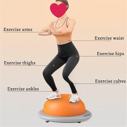 Half Balance Trainer Ball, Exercise Ball with Ergonomic Handle, Anti-Burst Semi-Circular Stability Ball for Home Fitness, Pilates, Ankle Strength and Sensory Training