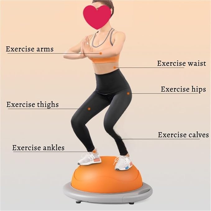 Half Balance Trainer Ball, Exercise Ball with Ergonomic Handle, Anti-Burst Semi-Circular Stability Ball for Home Fitness, Pilates, Ankle Strength and Sensory Training