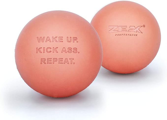 2 ZEAK Lacrosse Massage Balls for Myofascial Release, Trigger Point Therapy, Muscle Pain and Tension, Yoga, Aid Therapeutic Recovery, Fascia Release, Deep Tissue-Solid Rubber Ball Construction (Blush)