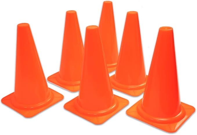 Cannon Sports Training Cones - Agility Field Marker Set for Soccer, Basketball, Football, Hockey & More (6, 9, 12, 18-inch) - Multi-Sport Field Marker Set for Drills & Games (6-Pack)