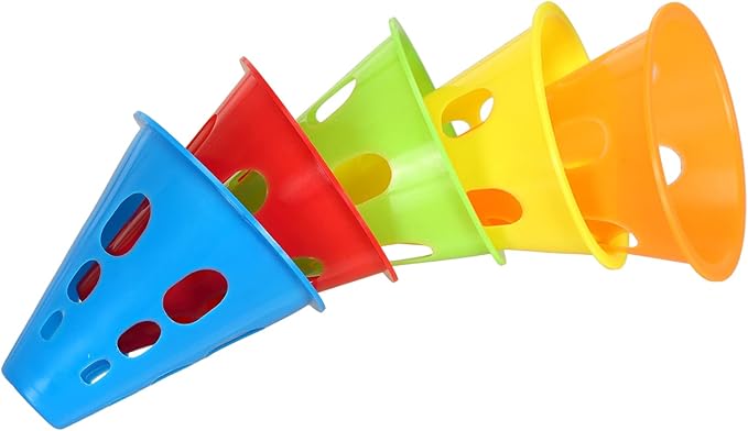 Jucoan 50 Pack 3 Inch Mini Sports Cones, Bright Colored Plastic Soccer Cones Agility Sports Training Cones for Kids Football Basketball Drills Field Markers Roller Skating Indoor Outdoor Games