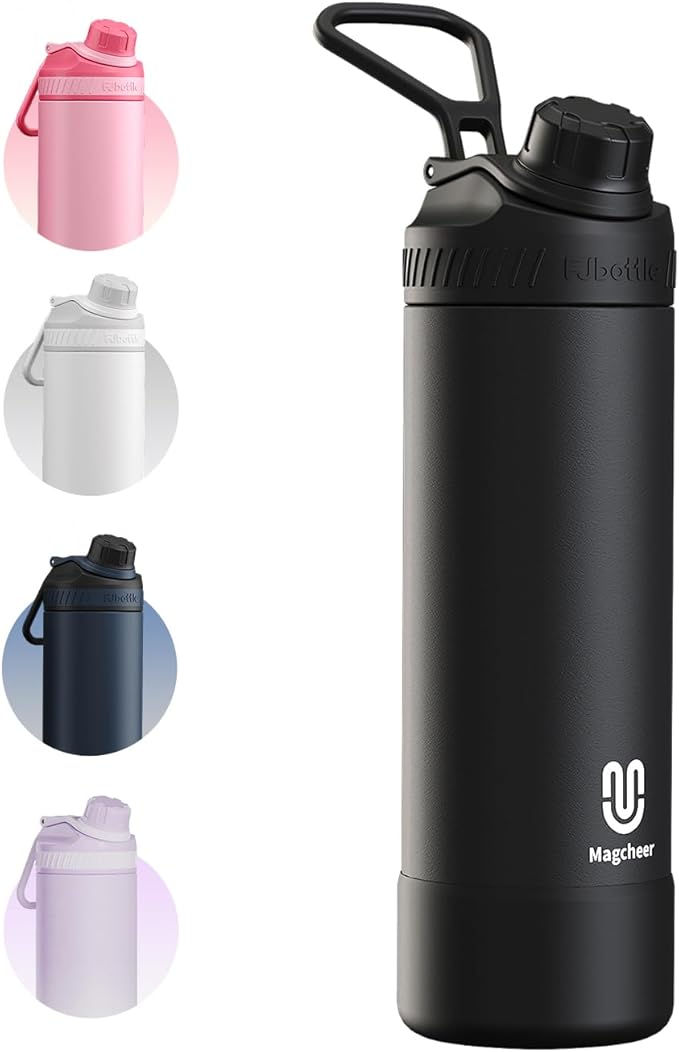 24oz Insulated Water Bottle| Double-Wall Vacuum Stainless Steel, Wide Mouth Design, Leak-Proof Reusable Bottle for Gym, Sports & Daily Hydration - Black