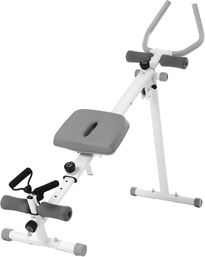 Ab Workout Machine Home Gym Equipment, 4 in 1 Multifunctional Ab Trainer with Rowing Roman Chair Leg Press, Core Strength Training Equipment for Home