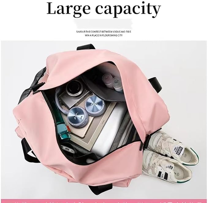 New men's and women's splash proof sports hand travel fitness shopping weekend camping overnight bags. (Pink 2)