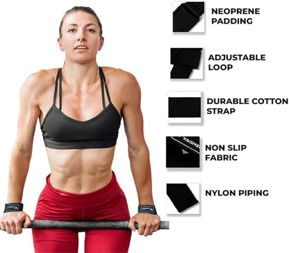 Lifting Straps for Weightlifting, Bodybuilding, Powerlifting, Strength Training, & Deadlifts - Padded Neoprene 21 inch Cotton Lifting Wrist Straps, Gym Wrist Straps for Weight Lifting