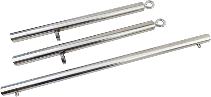 Spreader Bar Silver Heavy Duty Stainless Steel Adjustable Bar with 2 Fixed Rings, Yoga Training Fitness Gear, Workout Bar,Sports Gym Kit