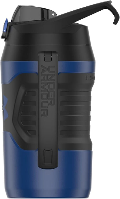 Under Armour Half Gallon Water Bottle Insulated, 64oz Insulated Water Bottle with Handle, Fence Hook, Leak Resistant, for Baseball, Football & More, Royal/Black
