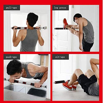 FixtureDisplays® Chin Up Bar Pull Up Bar Doorway Home Gym Exercise Strength Fitness Screw Fasten to Door Frame Twist Bar to Extend 18490-NPF