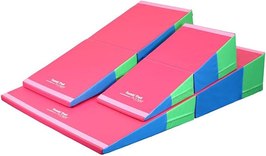 Folding Incline for Pediatric Occupational Therapy - Stimulates Balance, Core Activation, and Proprioceptive Input (Bright Pastel, 60 in x 84 in x 16 in)