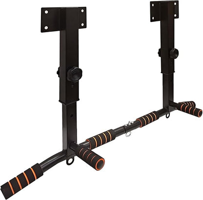 BESTHLS Wall Mounted Pull Up Bar and Dip Station, Heavy Duty Wall Mount Pull-up Chin Up Bar Multifunctional Home Gym Workout Indoor Exercise Equipment Support to 440 Lbs