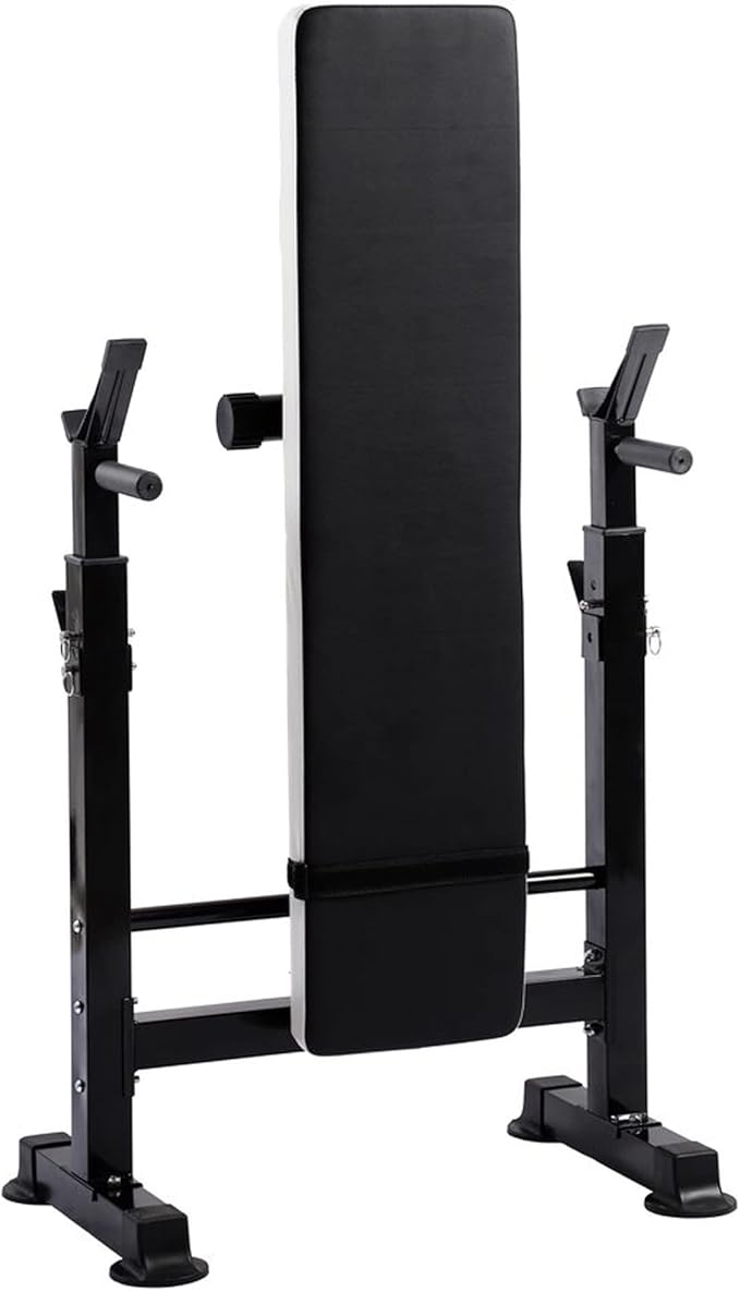 BalanceFrom Steel Weight Bench w/ Squat Rack in Multiple Colors, 400 lb User Capacity - Foldable Home Gym Equipment for Range of Workouts w/ 6-Position Barbell Holder & Adjustable Seat and Recliner